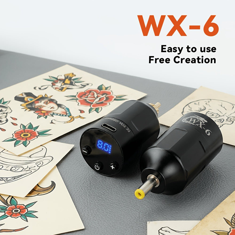 WX-6 Rechargeable Tattoo Power Supply with LED Display and Four RCA or DC Color Configurations — image 2