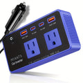 Car Inverter Charger 200W DC 12V to AC 110V with PD 24W USB-C QC 24W Quick Charge Car Plug Adapter US Socket for Vehicle Offi
