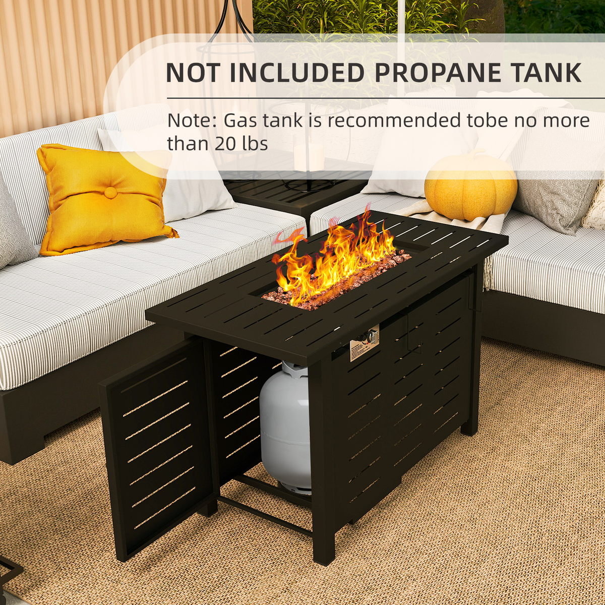 Propane Fire Pit Table Outdoor 50, 000 BTU Gas Fire Table with Lid Lava Rocks & Cover for Patio Backyard Deck Black Brown 40"