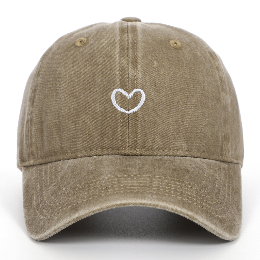 Artistic Retro Small Love Embroidered Soft Top Fashion Peaked Cap