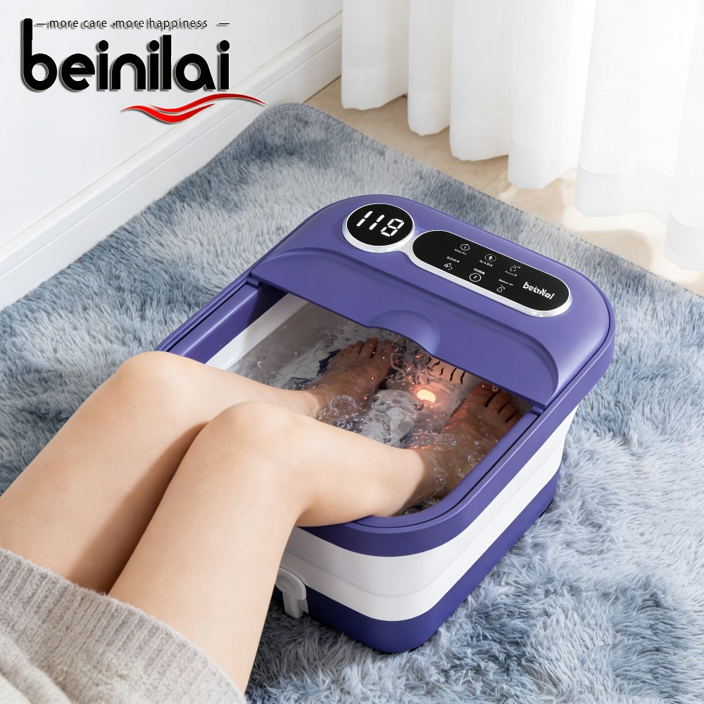 Foot Spa Massager Collapsible with Heater & Temperature Control – Foot Bath with Bubbles, 6 Massage Rollers, Vibration — imag