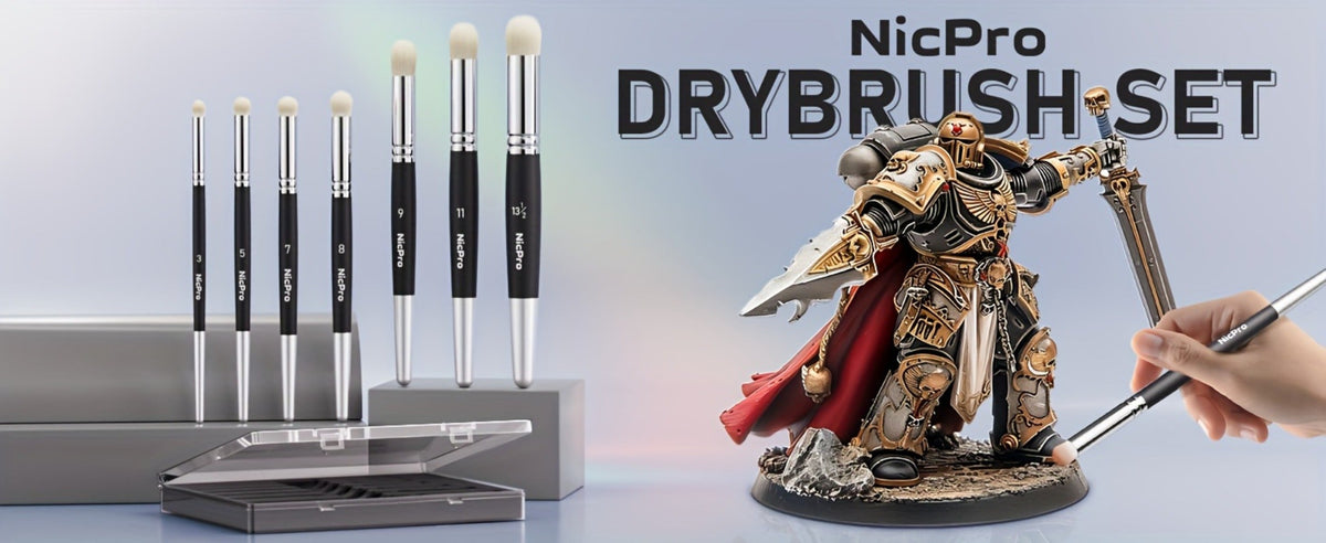 Dry Brush Set for Miniature Painting 7 Sizes, Professional Drybrush Kit with the Listed Color, Size or Set Options for Everyd