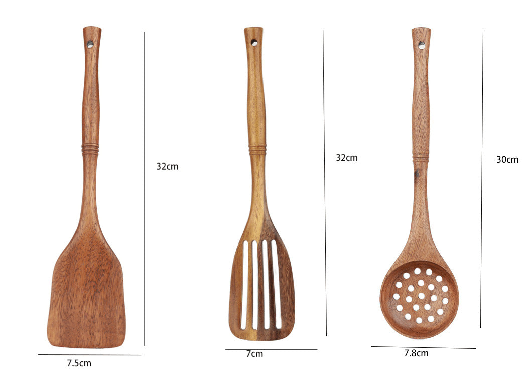 Lengthened Wood Spatula Non-stick Cooking Kitchenware Suit