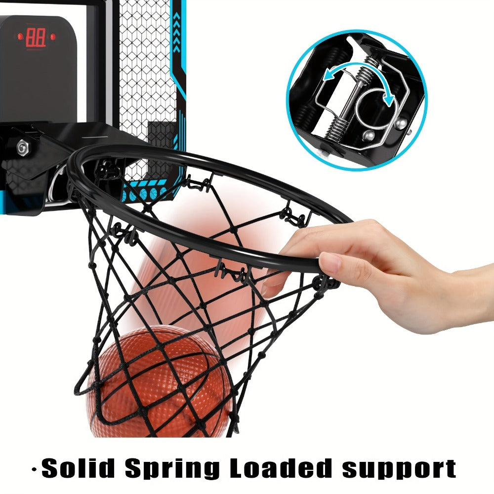 Over Door Basketball Hoop with LED Lights & Electronic Scoreboard, Mini Hoop Set with 4 Balls for Kids Teens Adults — image 1