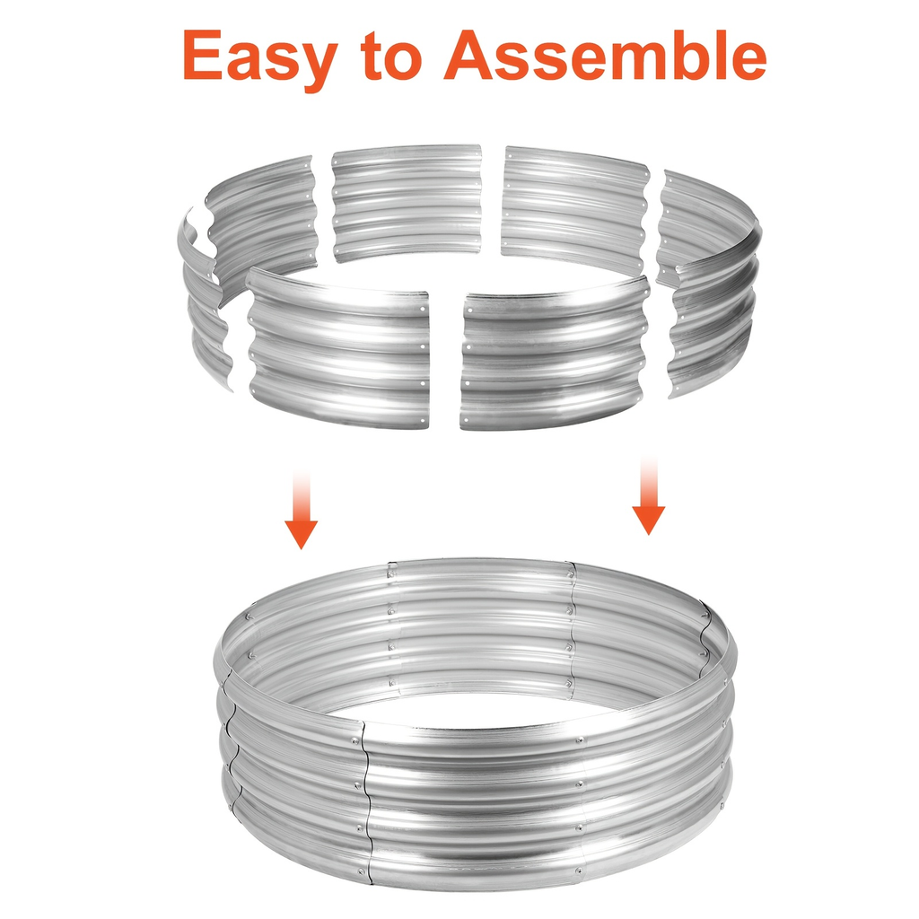 Fire Pit Ring in Galvanized Steel, Silver Wood-Burning Firepit Liner for Backyard Gatherings and Outdoor Camping — image 12