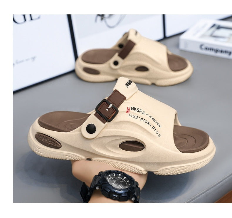 Mens Summer Outdoor Slippers With A Non-slip Step-on-poop Feel