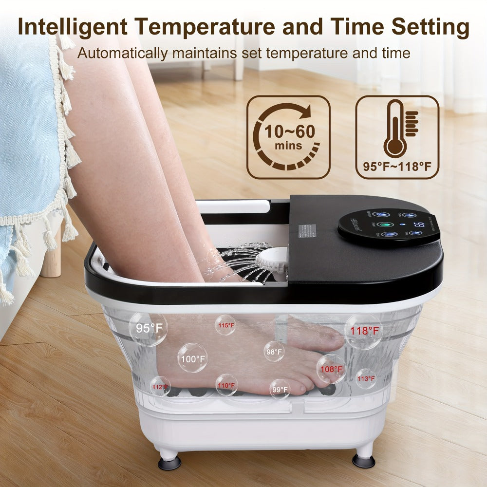 Foldable Foot Spa Bath with 20 Massage Rollers, Touchscreen Temperature Display, Remote Control & Shower — image 5