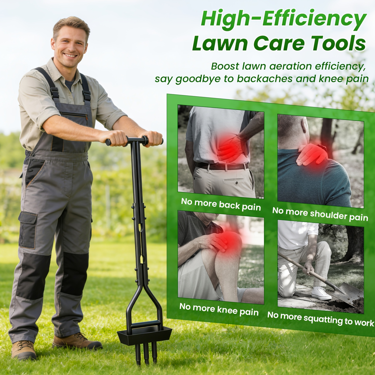 Step Spike Aerator 38" Three-Hole Core Aeration Tool for Lawn Care — image 6