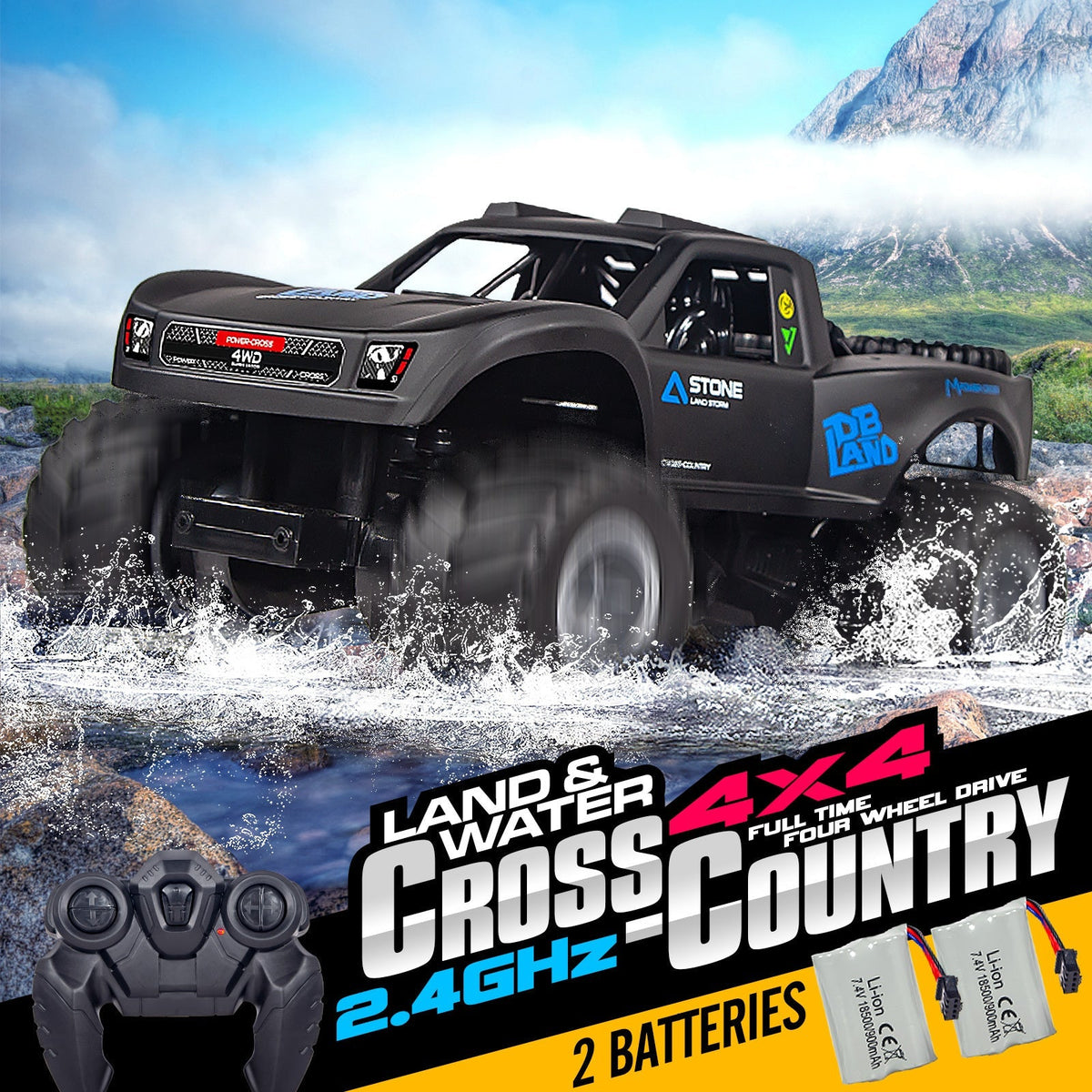RC Monster Truck or Pickup 1:16 Scale in Five Body and Color Styles with 4WD Layout and Two Rechargeable Batteries — image 15