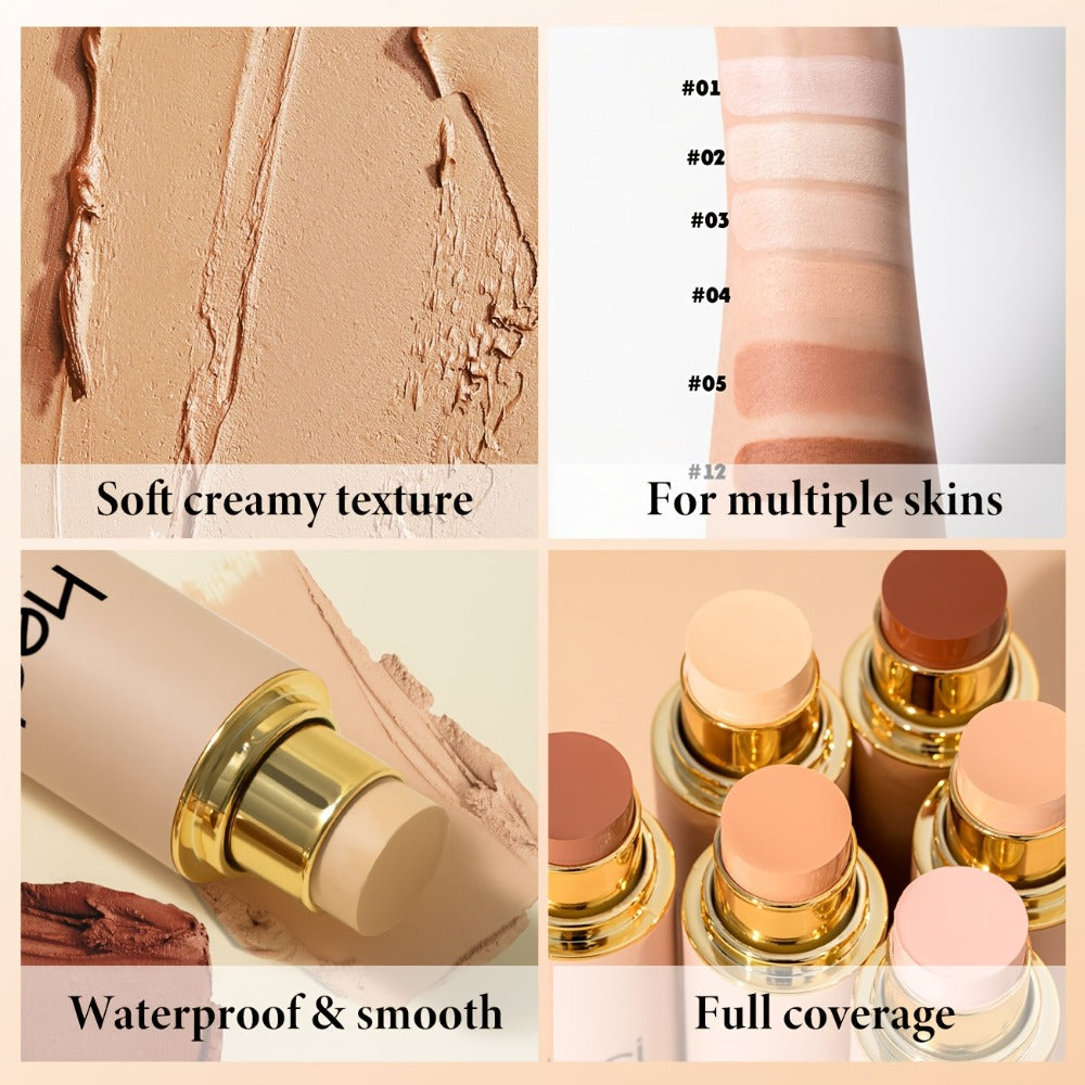 CC Cream Foundation Stick 2-Pack – Full Coverage Concealer, Waterproof Long-Lasting Natural Matte Finish, Lightweight Moistur