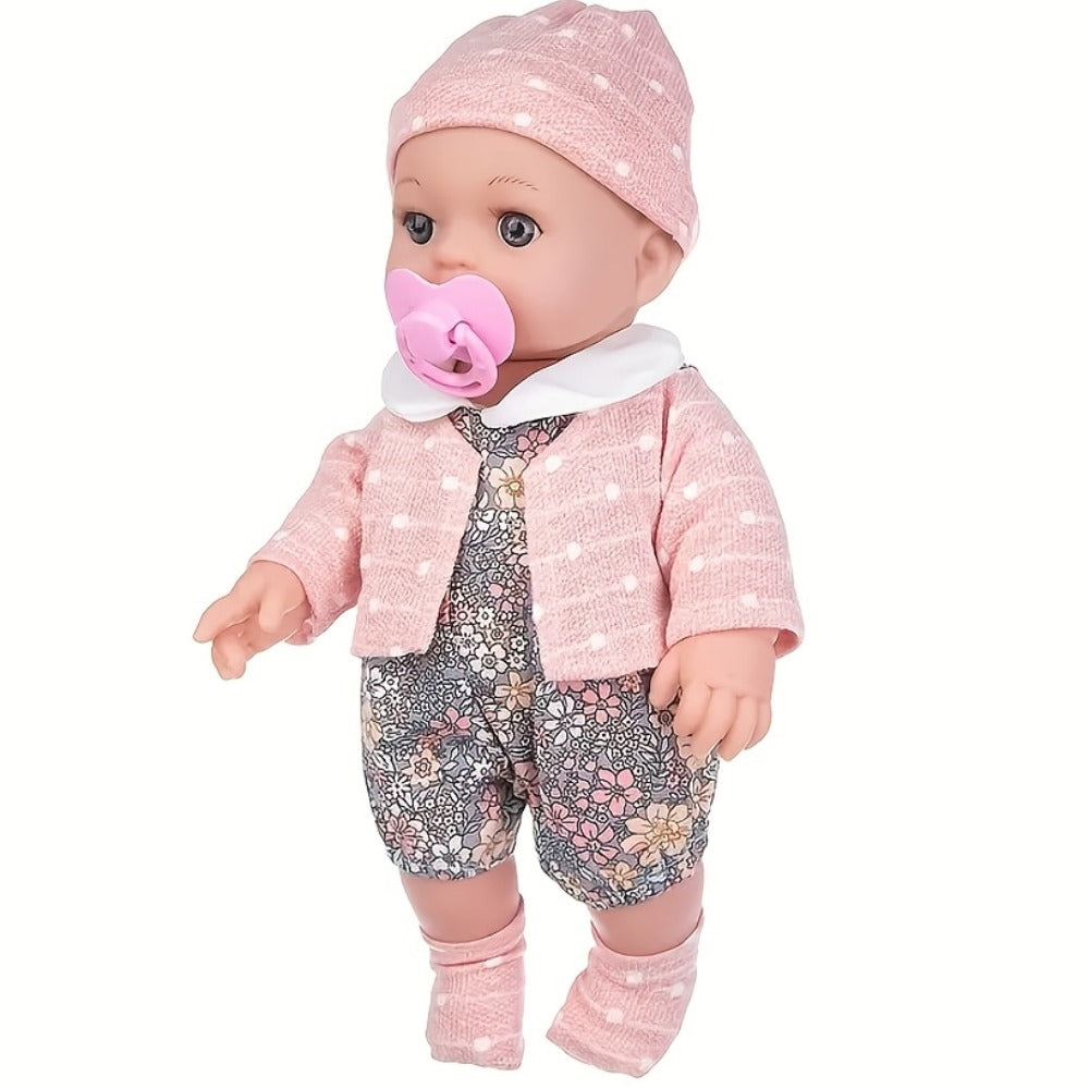 Pink Baby Doll with Open-Eye Face, Pacifier and Textured Outfit Across Three Checkout Style Labels — image 10