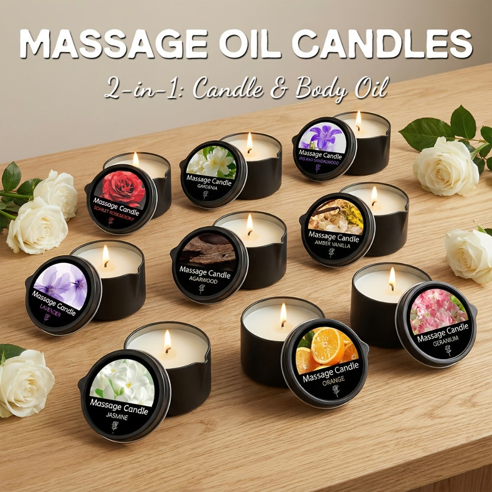 Massage Oil Candle 2-in-1 Soy Wax Scented Candle with Essential Oil – Moisturizing Warm Body Lotion for Spa Pedicure Relaxati