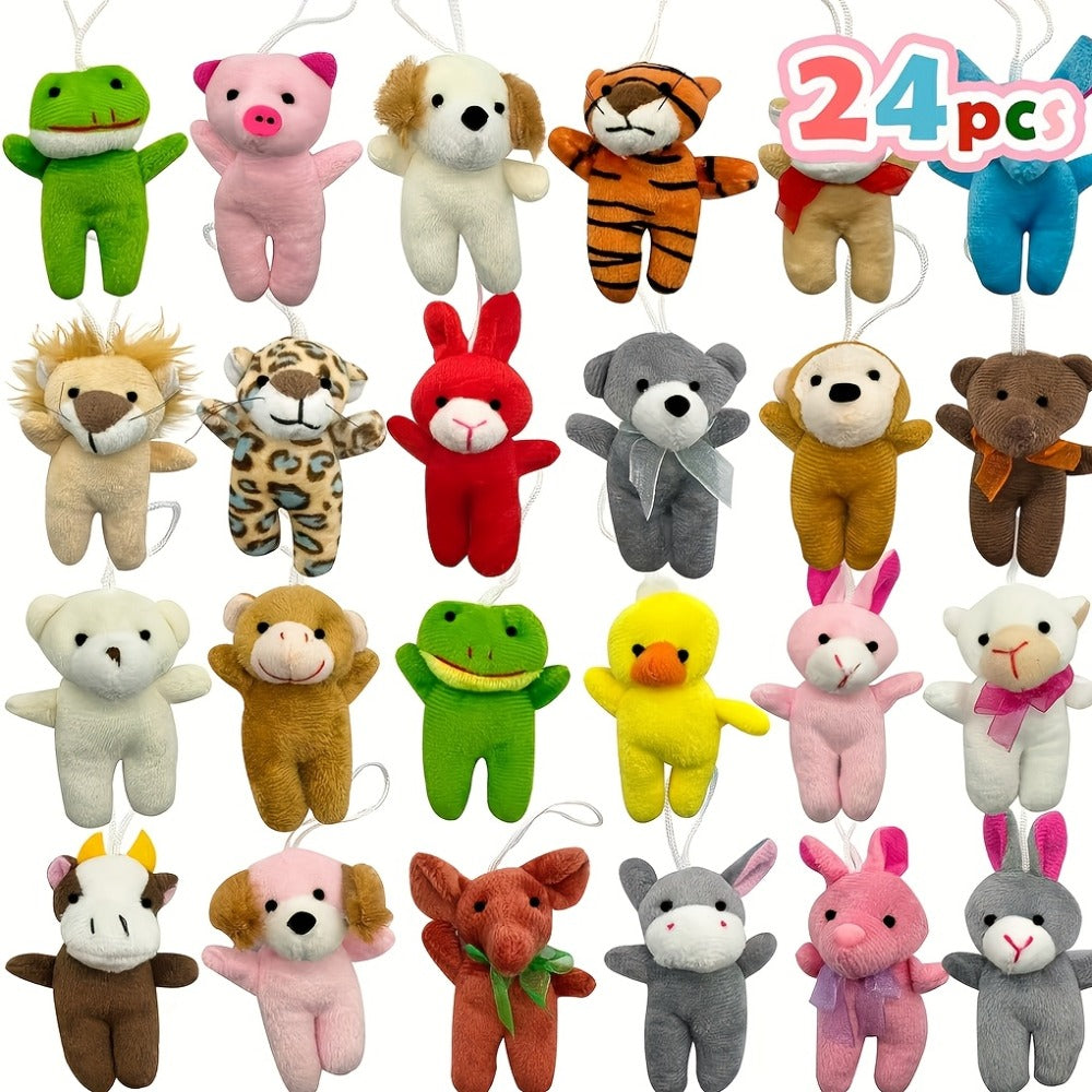 24-Piece Assorted Mini Plush Animal Set with 2–3 Inch Figures, Hanging Loops and Random-Color Option — image 1