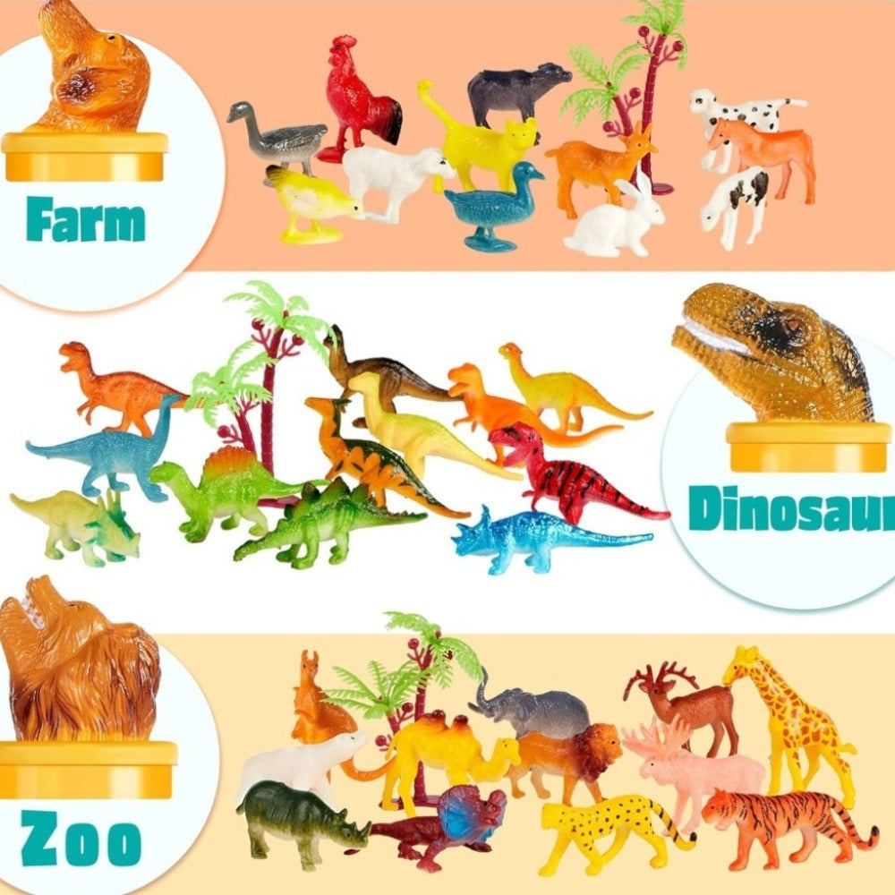 Animal Figures Toys for Kids 69pcs, 5-Set Nature World Mini Animal Figurines with Sensory Bin, Zoo — image 3