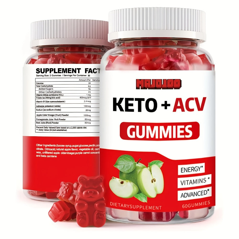 Apple Cider Vinegar Gummies with Pomegranate, Beet Juice & B12, Vegan Keto ACV Gummies for Weight Management — image 1