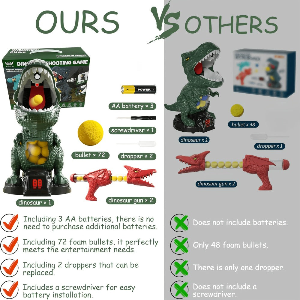 Dinosaur Shooting Toy Set for Kids, Air Pump Foam Bullet Blaster with Moving Dinosaur Targets, Twin Pistol — image 7