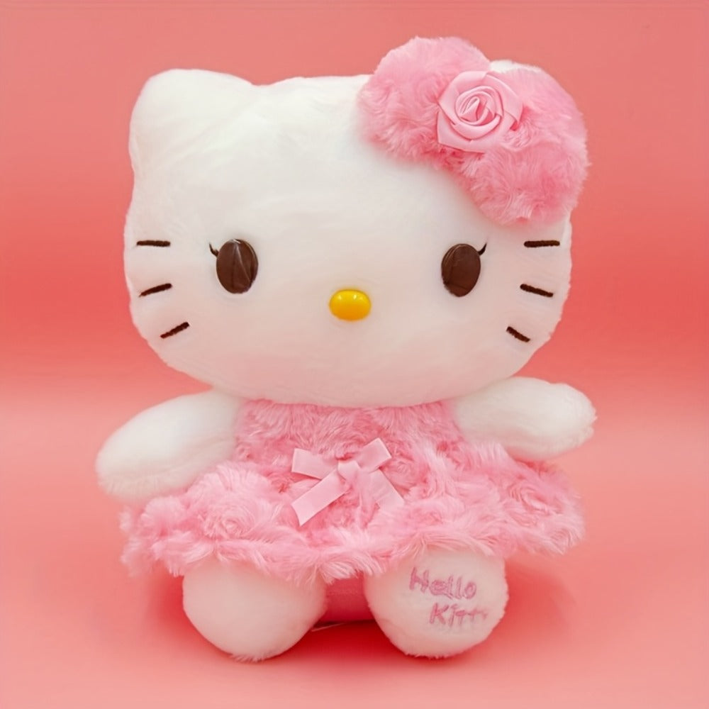 Plush Toy Bow-Wearing Cat Doll in 10-Inch Pink Rose Dress with Soft Fabric and One-Piece Option — image 4