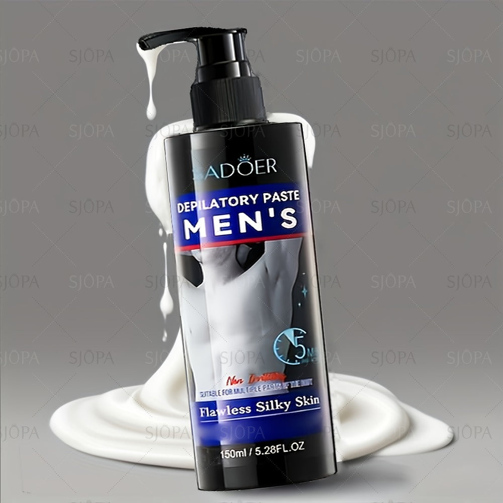 Hair Removal Cream ADOER 150ml Pump Bottle for Men’s External Chest Back Arm and Leg Grooming — image 2