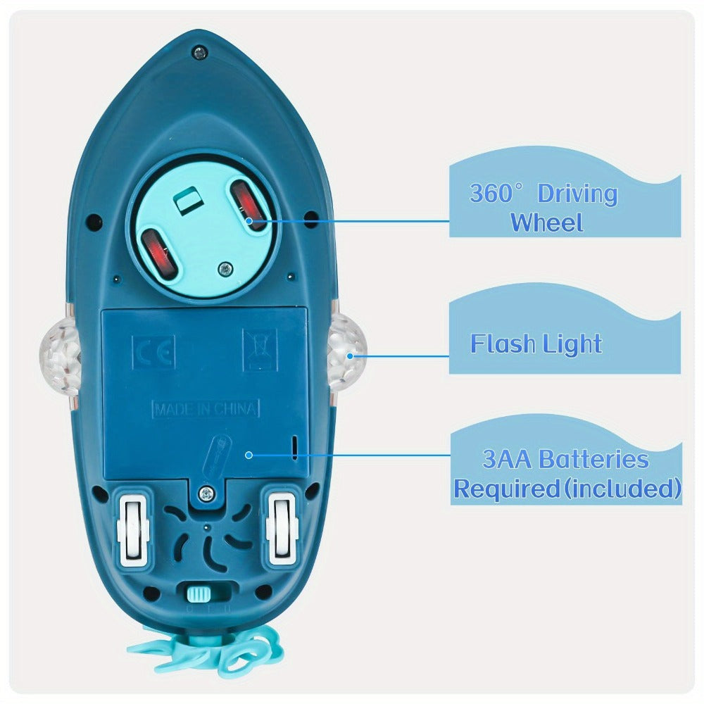 Interactive Sensory Boat Toy for Toddlers 2+, Underwater Ocean Theme with Fish & Coral, Rotating Scroll Screen & Music — imag