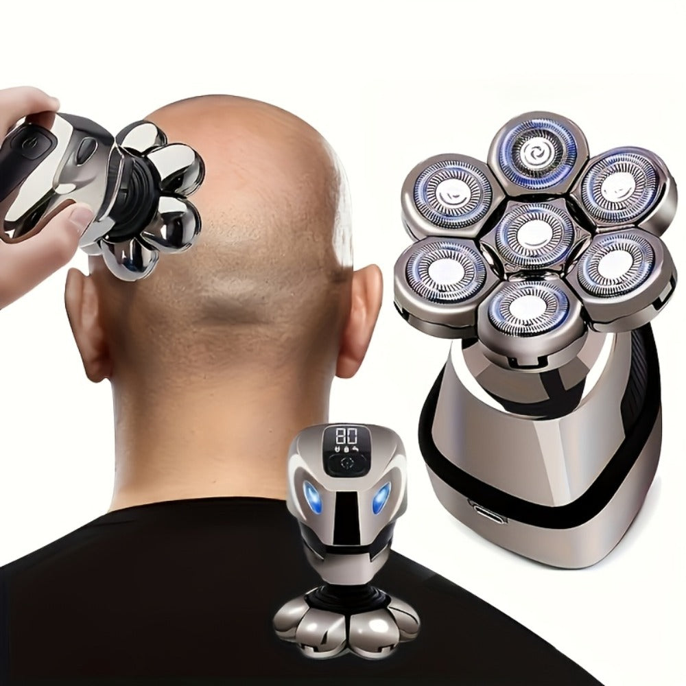 Men's Electric Head Shaver 9-Blade Bald Head Machine USB Rechargeable, 5-in-1 Grooming Kit with Hair — image 2