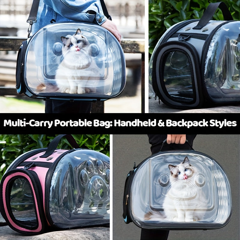 Clear-Panel Pet Carrier Backpack with Ventilation Holes, Mesh Sections and Small or Large Sizes in Four Colors — image 3