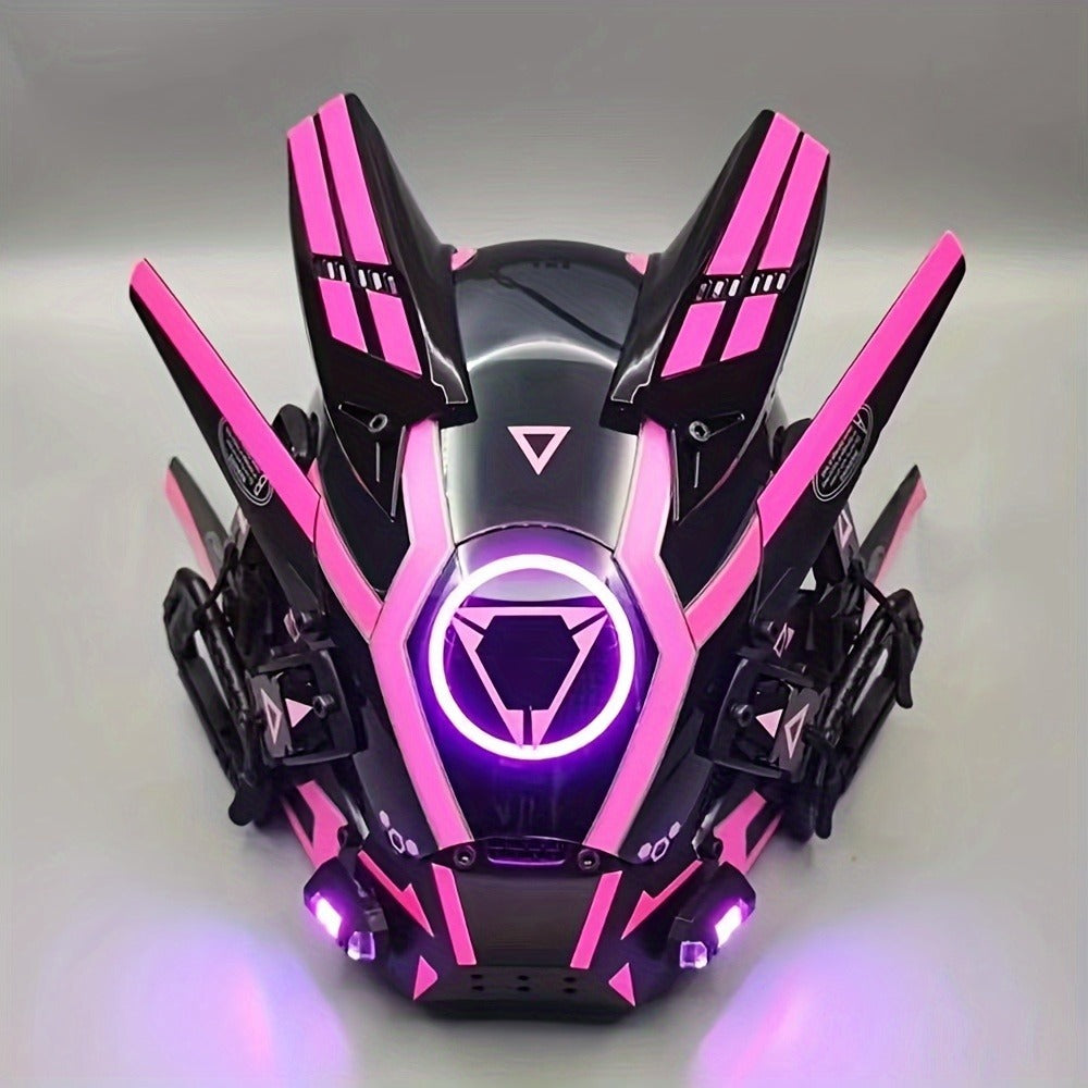 LED Mechanical Costume Mask with 10.23-Inch Height and Yellow, Green, White, Red or Blue Light Options — image 9