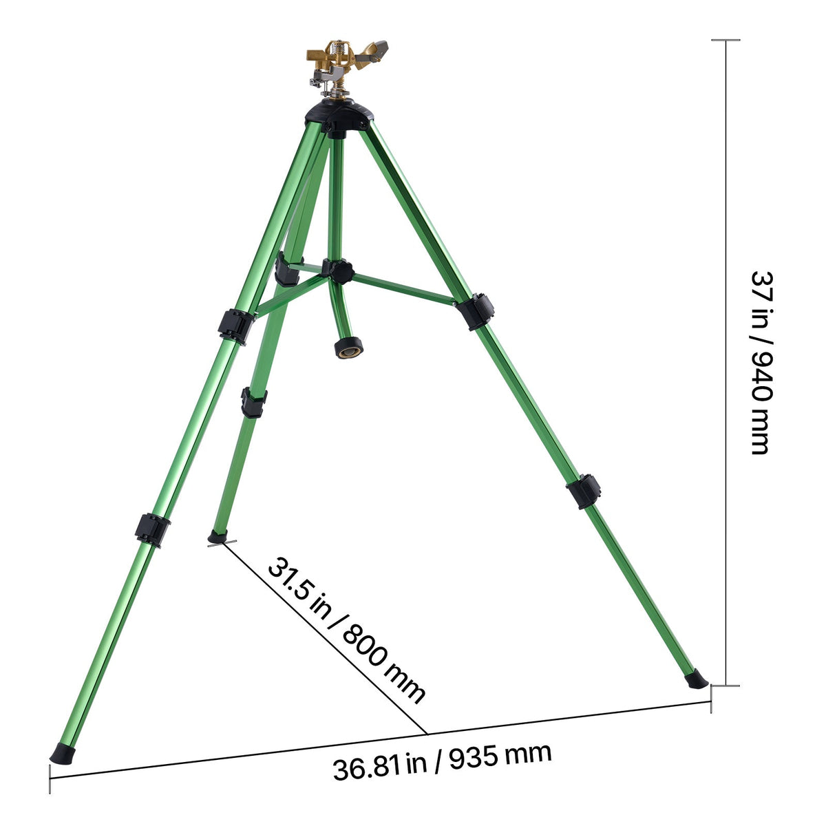 Garden Sprinkler Tripod 360° Rotating Brass Head Lawn Irrigation Adjustable Height — image 6