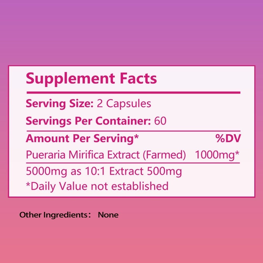 Pueraria Mirifica Breast Enhancement Capsules 120ct, Natural Phytoestrogen Formula for Women, Supports Bust Firmness — image 