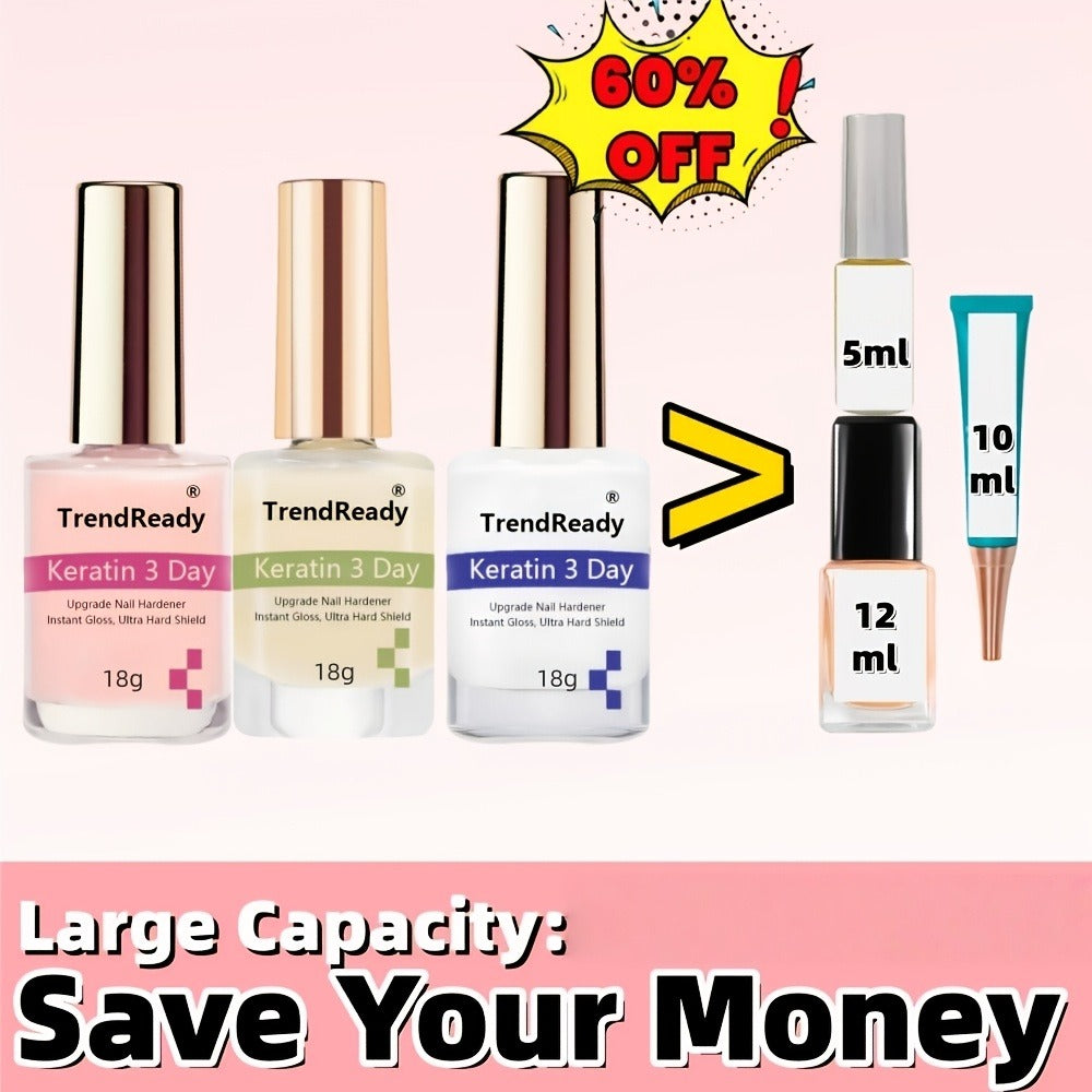 Colored Nail Hardener Set Pink White Yellow – Fast Drying 15ml Nail Strengthener for Weak Splitting Brittle — image 11