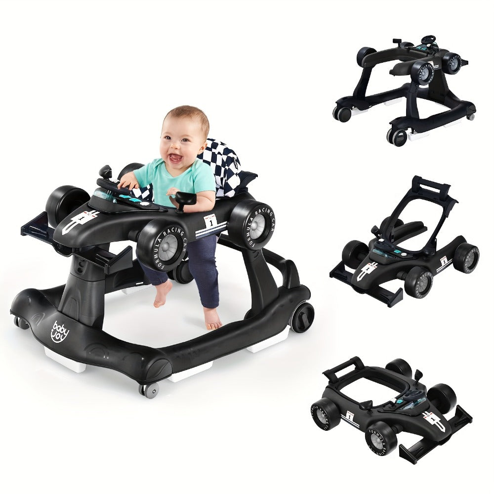 4-in-1 Foldable Baby Walker with Activity Toy Tray & Adjustable Height, Sit-to-Stand Push Walker for Infants & Toddlers — ima