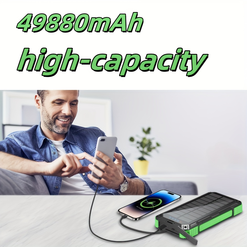 Solar Charger Power Bank 49880mAh Portable Solar Panel Battery Pack Dual USB LED Flashlight for an Everyday Personal Care Rou