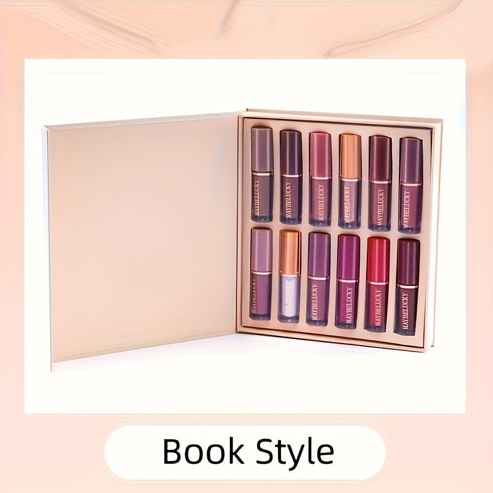 Liquid Lipstick Set 12 Pcs Velvet Matte, Non-Transfer Shimmer & Nude Shades in Elegant Book-Style Gift Box — image 8