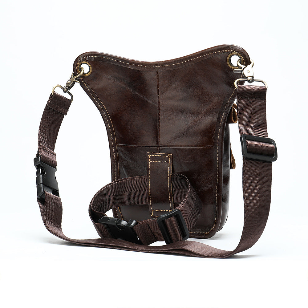 Men's Denim Leather Leg Bag Outdoor Sports