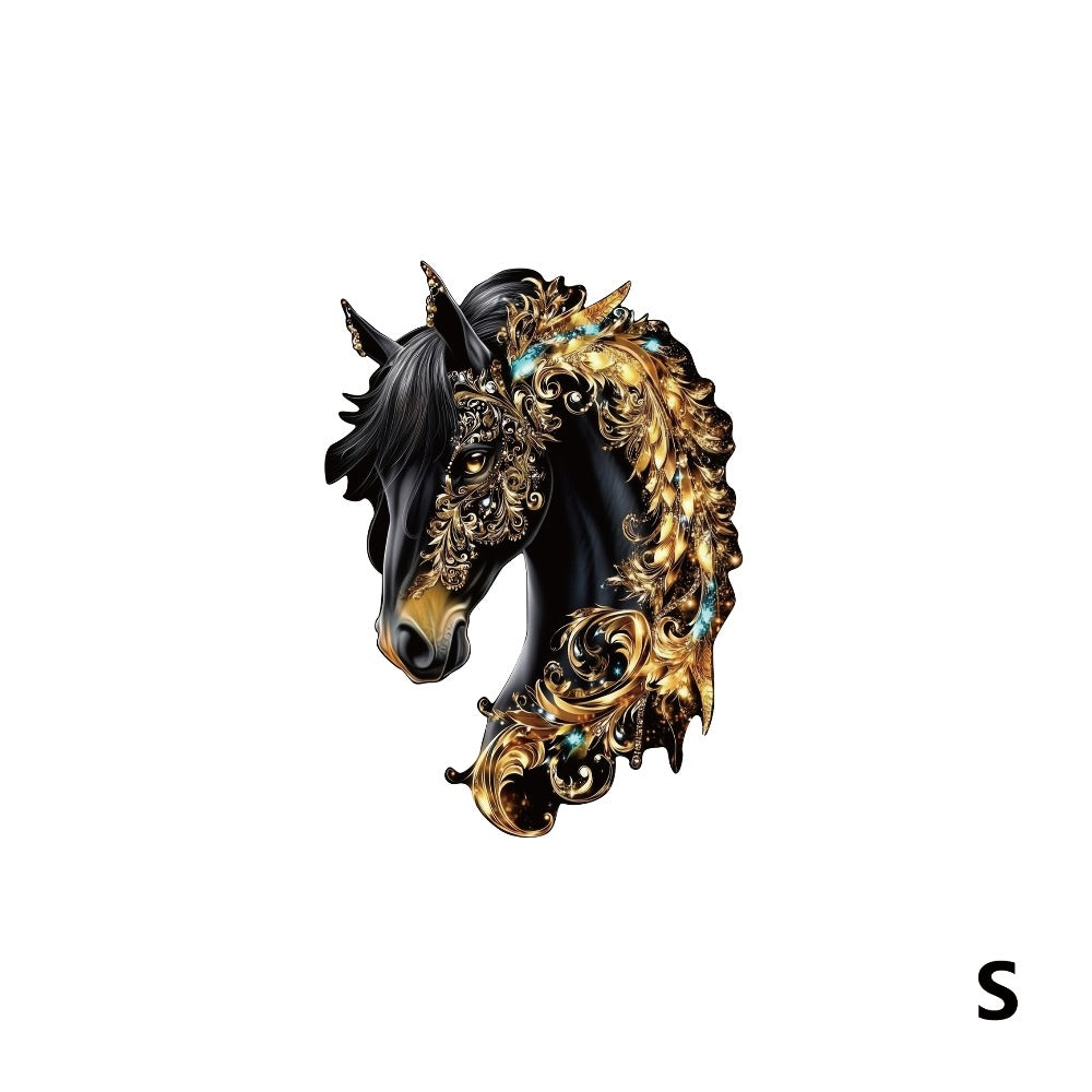Ornate Horse Silhouette Wooden Jigsaw Puzzle with Gold-Tone Scrollwork in Three Size Options for Display — image 4