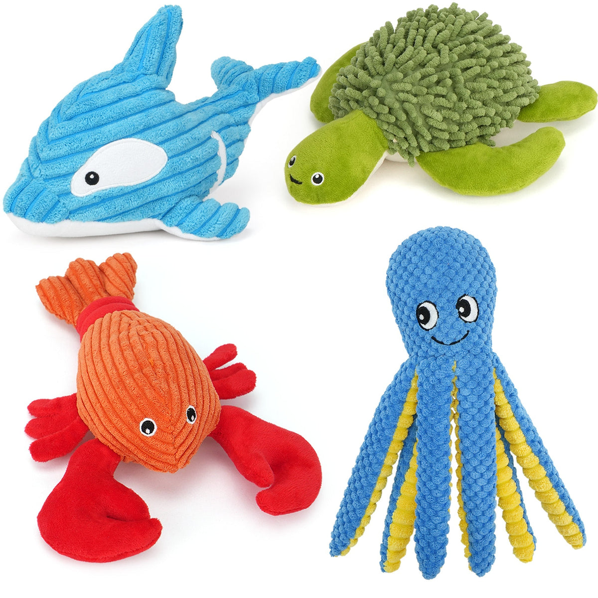 Four-Piece Plush Dog Toy Set with Dolphin, Turtle, Lobster and Octopus Shapes for Supervised Play — image 7