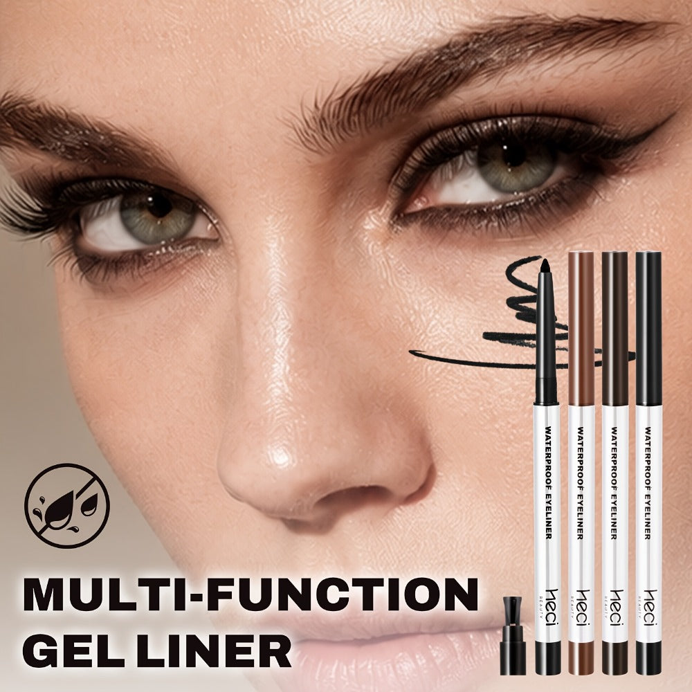 Quick-Dry Brown & Black Gel Eyeliner Pencil 3 Pack Waterproof Smudge-Proof, for Makeup, Travel and Everyday Vanity Use — imag