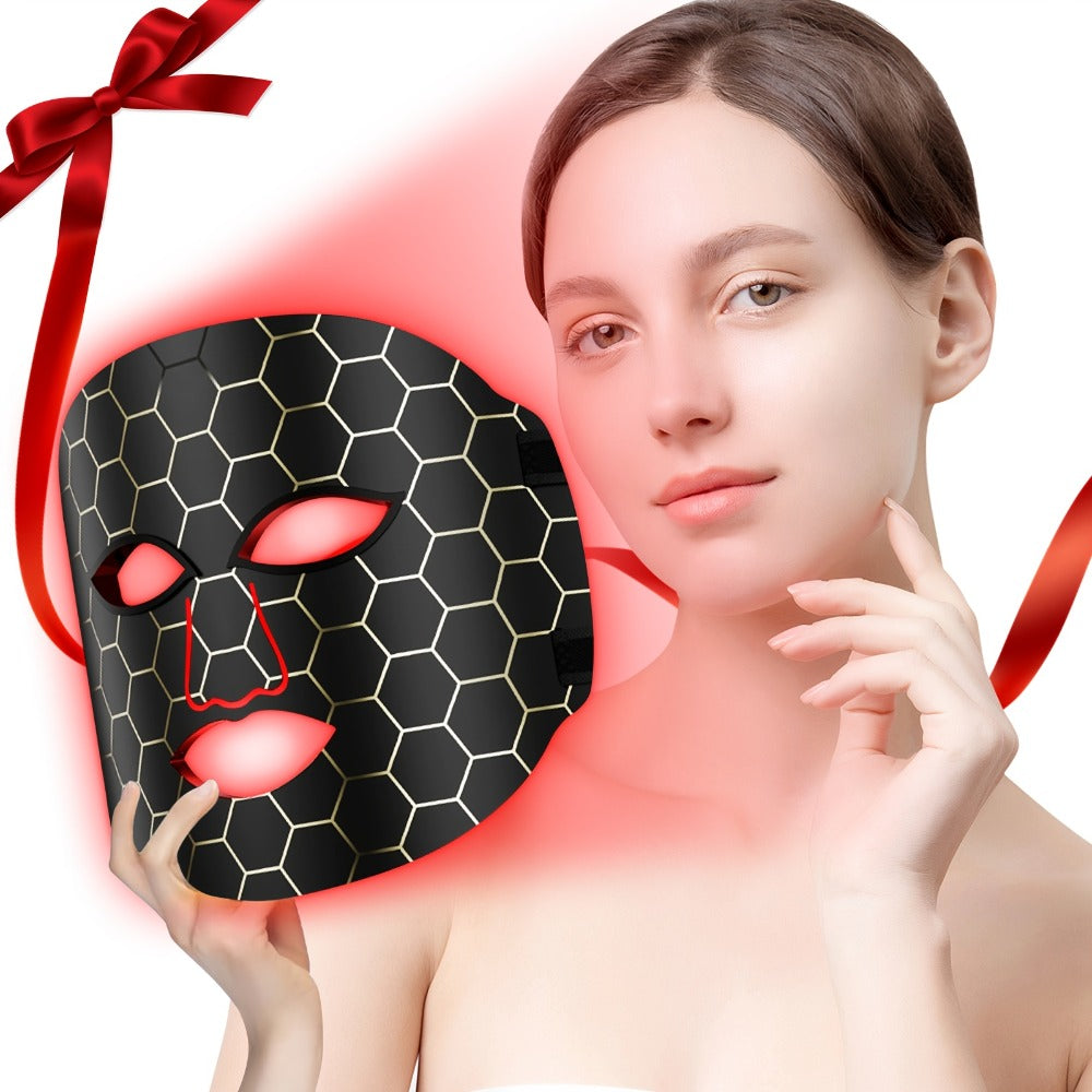 Silicone LED Face Mask Rechargeable 7-Color Light Therapy Skin Care Device - Acne Treatment for Bath Time, Home Spa and Perso