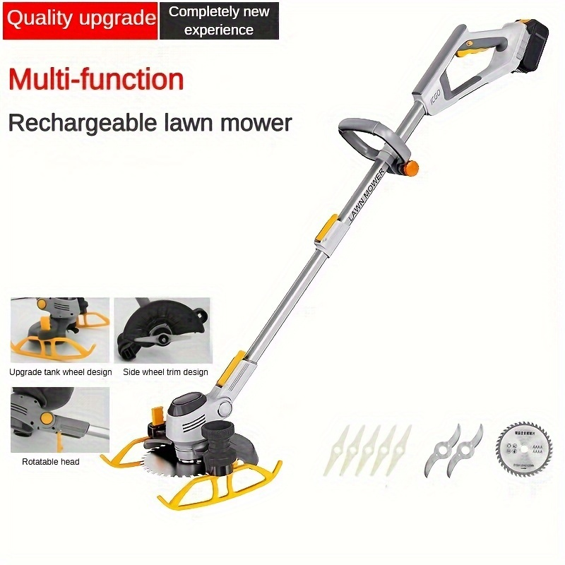 Electric Lawn Mower Cordless 110-240V Lithium-Ion Battery 4A Power with LCD Display Adjustable Cutting for Garden, Patio and 