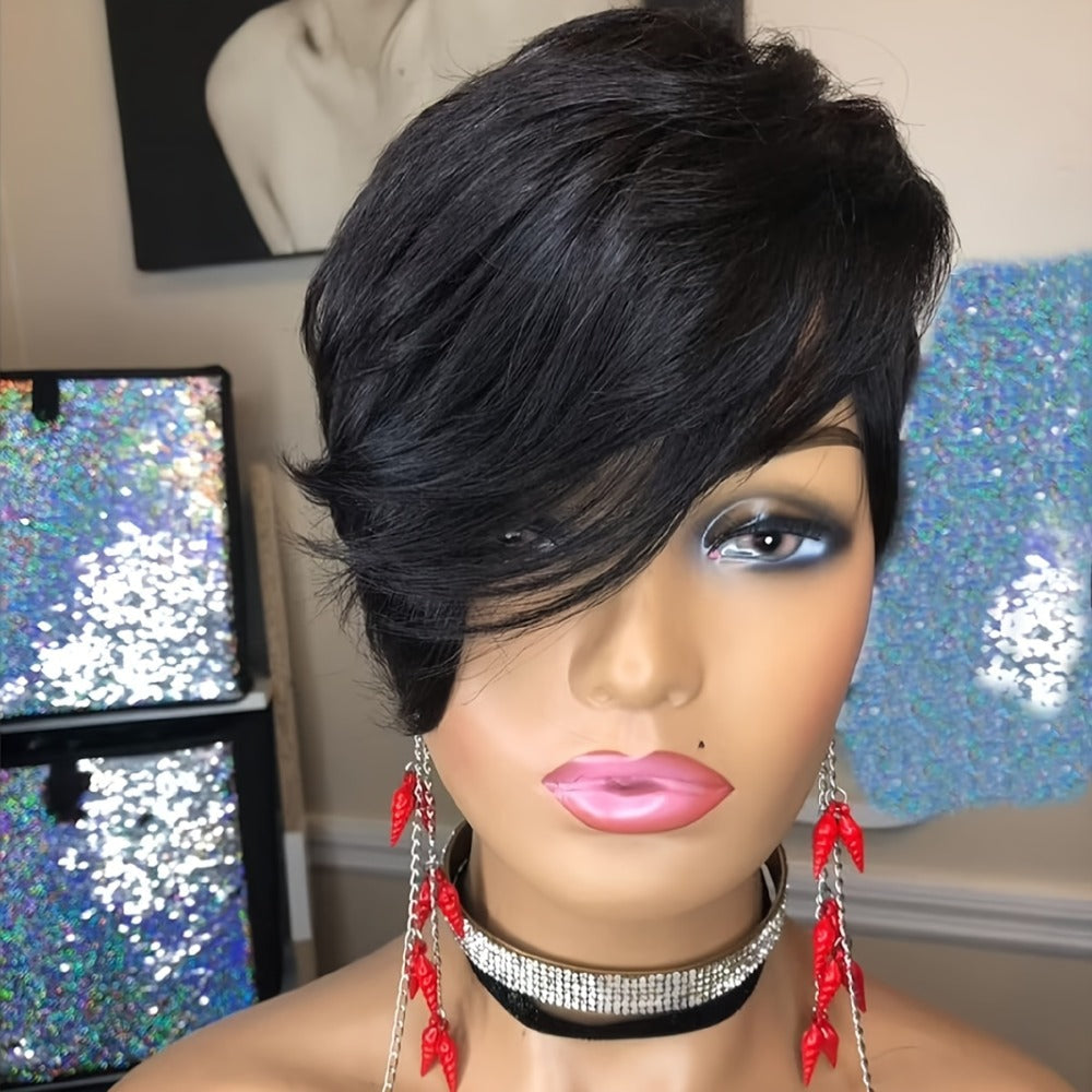 Synthetic Wig 4-Inch Layered Pixie with Bangs, Black-Blonde Look and Rose Net Cap for Daily Style — image 15