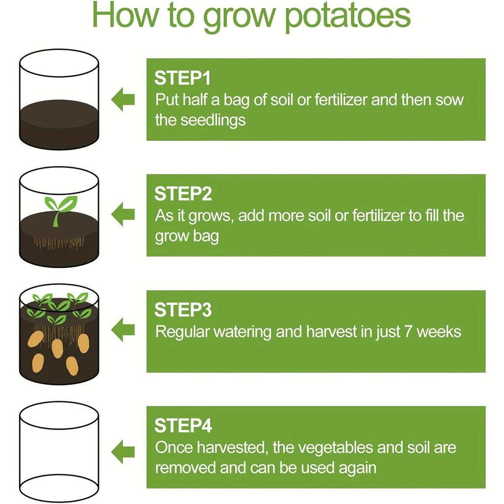 Grow Bags | Fabric Planting Bags with Lid Handle Potato Tomato Veggie — image 4