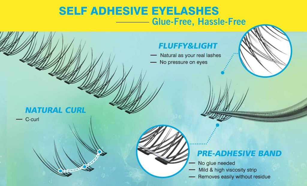 Pre-Glued Wispy False Eyelash Cluster Tray with 156 Clusters and Two Pink Applicator Tweezers — image 13