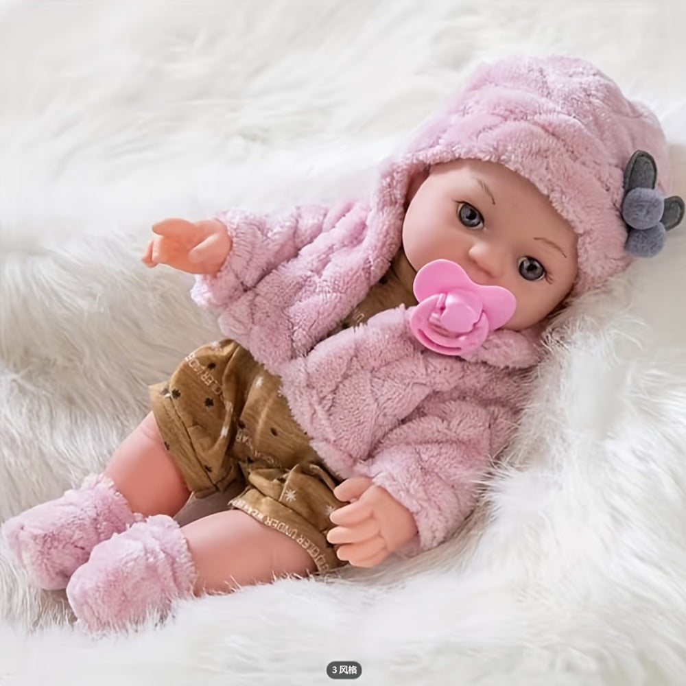 Pink Baby Doll with Open-Eye Face, Pacifier and Textured Outfit Across Three Checkout Style Labels — image 17