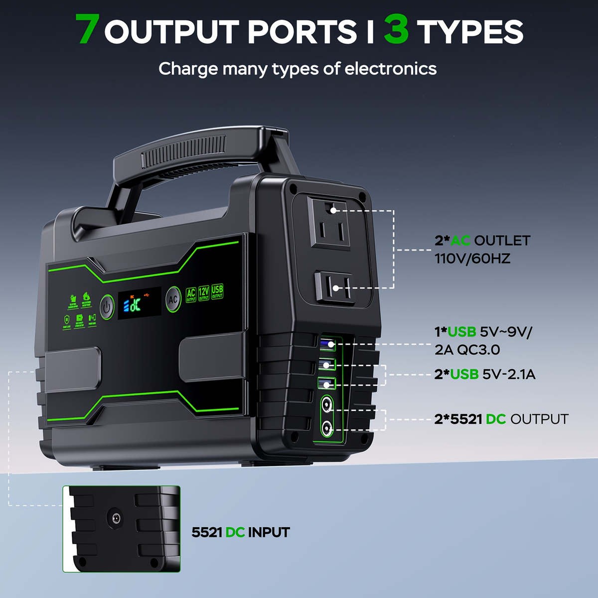 Portable Power Station 155Wh or 222Wh Configurations with AC Outlet, USB Ports, LED Light and Solar Option — image 9