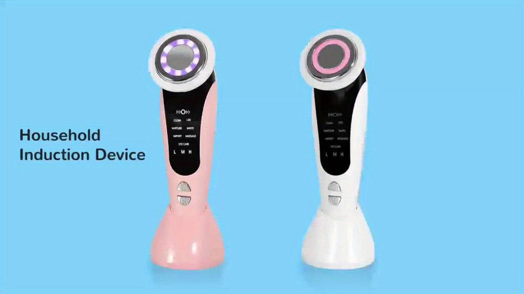 4-in-1 LED Face Neck Massager USB Powered Vibration Facial Lifting Device - Handle Portable Beauty Tool for Home or Salon Spa