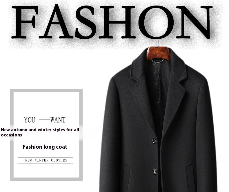Men's Woolen Coat Business Casual Long
