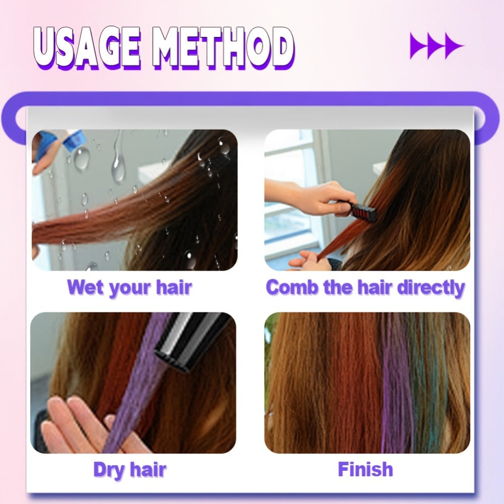 Temporary Hair Chalk Comb Set 14 Colors, Hair Color Sticks with Plant-Based Squalane & Glycerin, Vibrant Streaks for Parties 