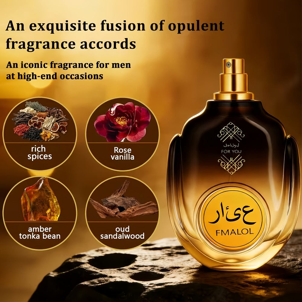 Agarwood Oud Arabic Perfume for Men 3.4 oz Luxury Woody Oriental Cologne - Dubai Middle East for Bath Time, Home Spa and Pers