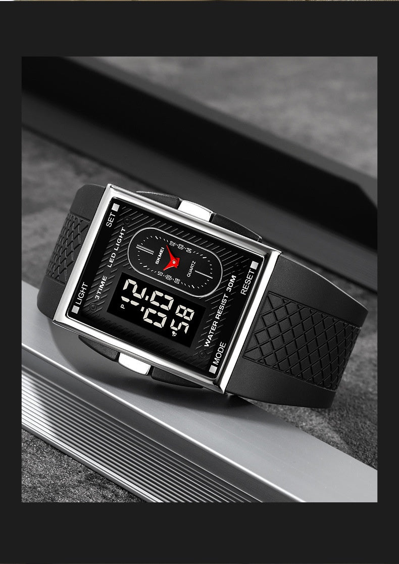 Simple Student Youth Fashion Trend Double Display Multi-functional Sports Waterproof Electronic Watch