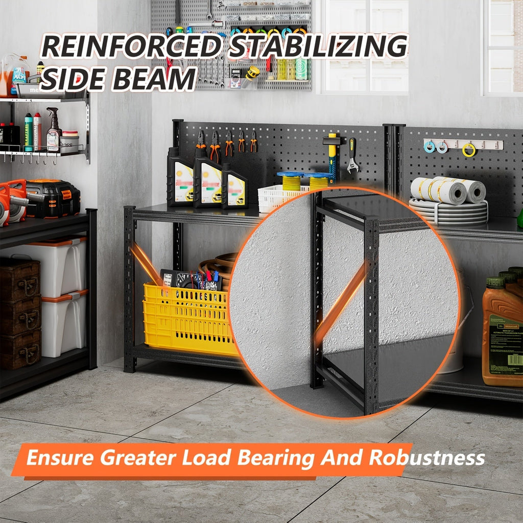 Four-Tier Metal Garage Storage Shelf with Wide Workbench Top and Lower Tool Organizer Space — image 2