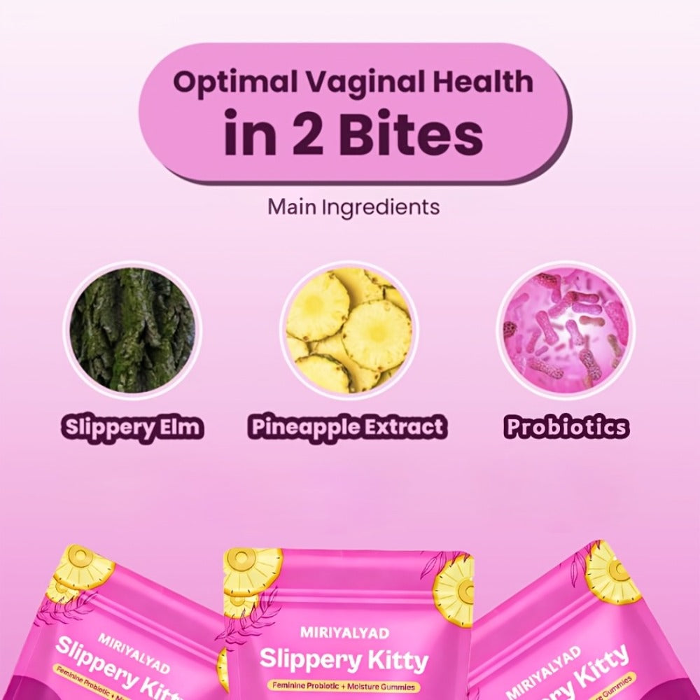Feminine Probiotic Gummies 60-Count 30-Day Supply with Bacillus Coagulans & Slippery Elm - pH for Bath Time, Home Spa and Per